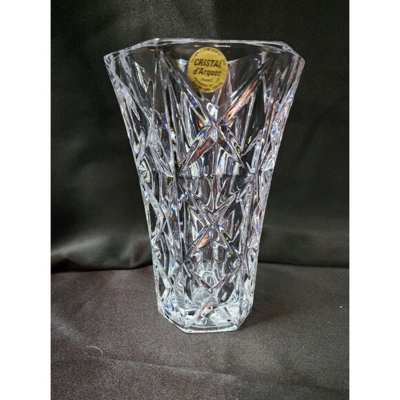 Cristal France Garanti Plus Vase Genuine Lead Crystal Star Pattern 5" - Picture 5 of 12